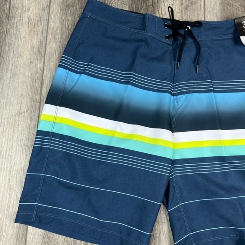 Hurley Mens Blue Stripe Swim Trunks - Picture 3 of 9